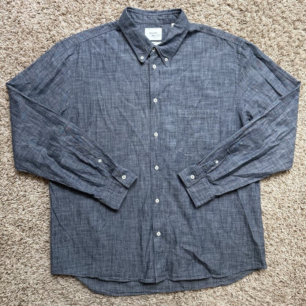 Billy Reid Chambray Cotton Button Down LS Shirt Blue Men’s Size XXL Standard